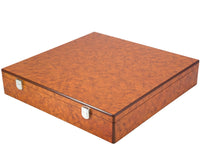 Coffret de rangement de luxe pour pièces d’échecs à compartiments, en loupe de bois de racine — 43 cm