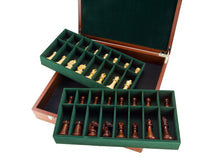 Coffret de rangement de luxe pour pièces d’échecs à compartiments, en loupe de bois de racine — 43 cm