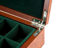 Coffret de rangement de luxe pour pièces d’échecs à compartiments, en loupe de bois de racine — 43 cm