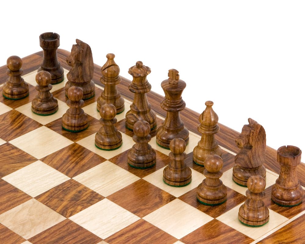 Down Head Knight Sheesham Staunton Chess Pieces 2.5 Inches on chessboard