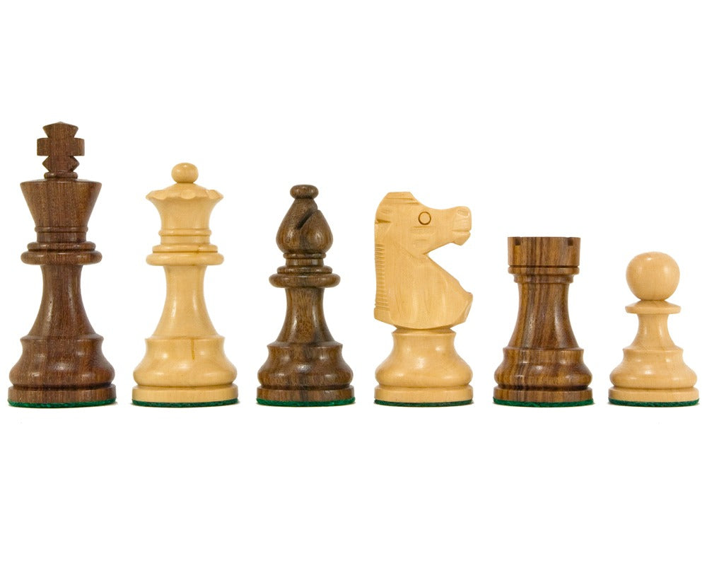 Pièces d'échecs en bois de rose doré de la série French Knight 3.25 Inches