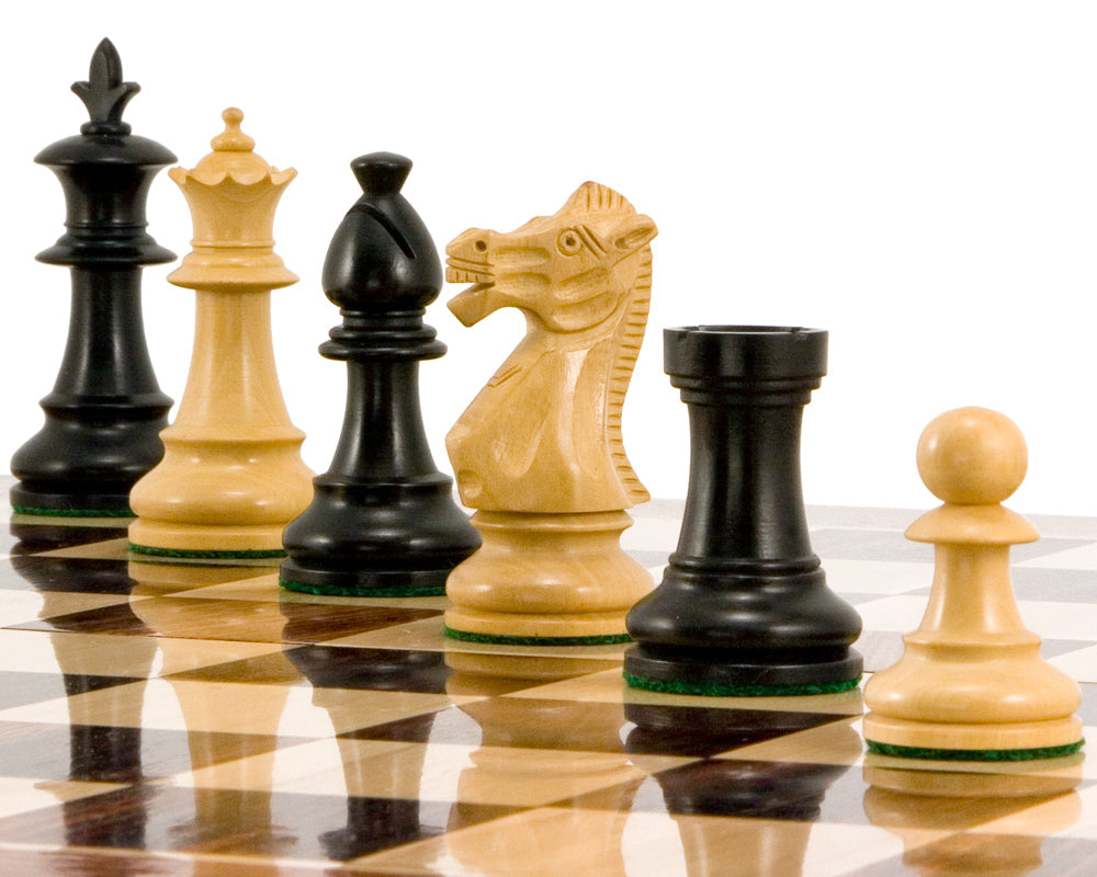 Pièces d'échecs Staunton ébonisées de la série Flower 3.25 Inches