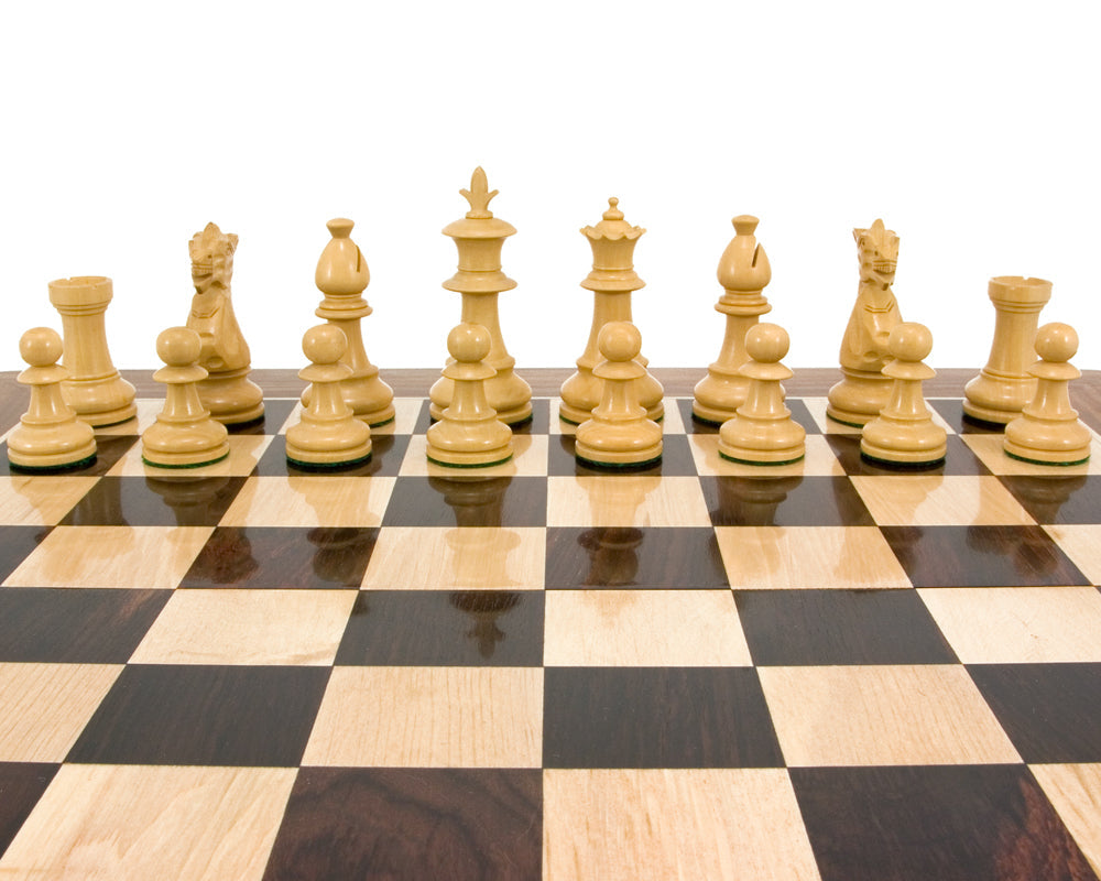 Pièces d'échecs Staunton ébonisées de la série Flower 3.25 Inches