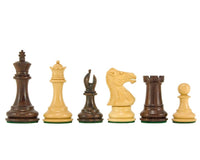 Windsor Series Rosewood Staunton Chess Pieces 3 inches with detailed carving and finish, crafted from rosewood, including a knight and bishop