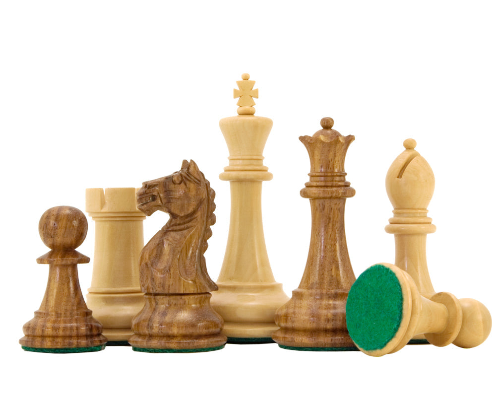 Pièces d'échecs en buis et acacia de la série Oxford 3.5 pouces