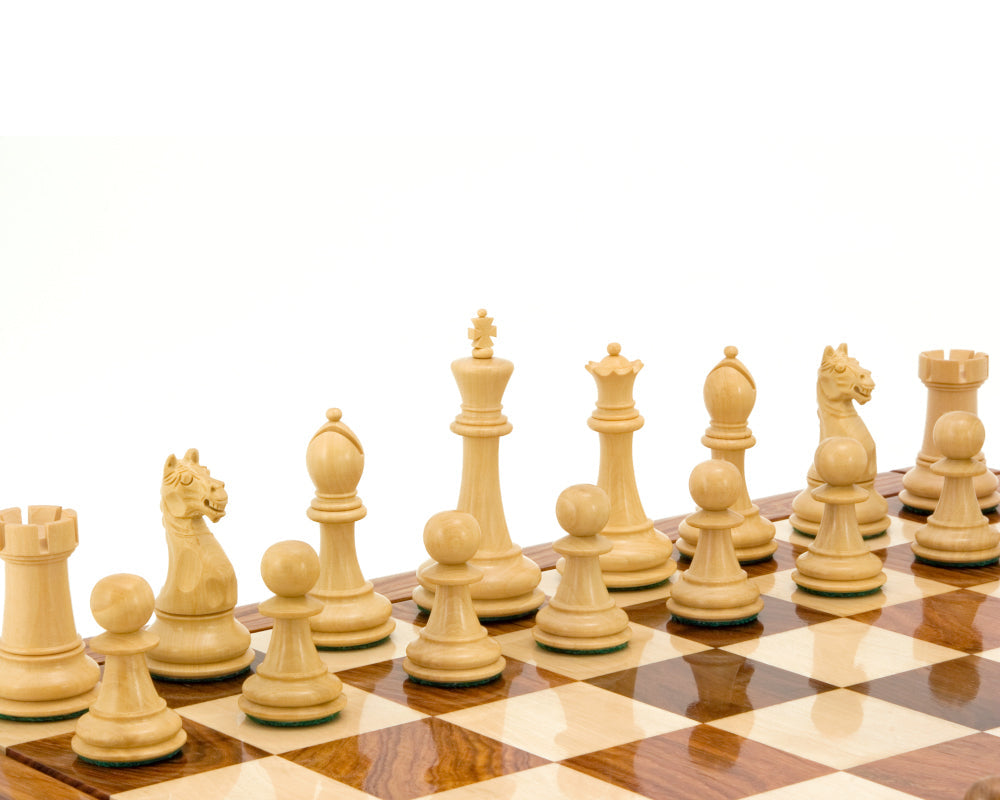 Pièces d'échecs en buis et acacia de la série Oxford 3.5 pouces
