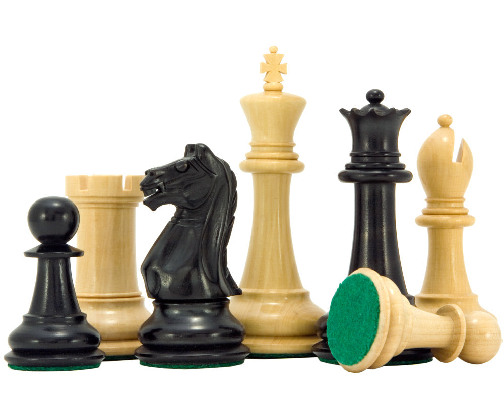 Pièces d'échecs en buis ébonisé de la série Oxford 3.75 pouces
