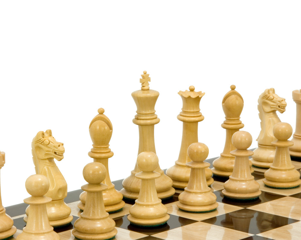 Pièces d'échecs en buis ébonisé de la série Oxford 3.75 pouces