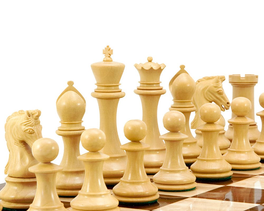 Eminence Series Rosewood Luxury Chess Pieces on a 23-inch board, featuring a 4.5-inch king and finely crafted Staunton design set.