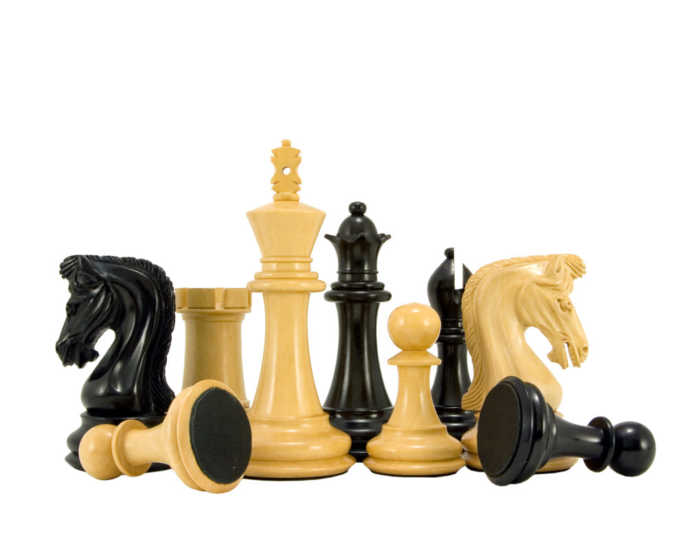 Pièces d'échecs en ébène de luxe Canterbury Knight Series 4.5 Inches