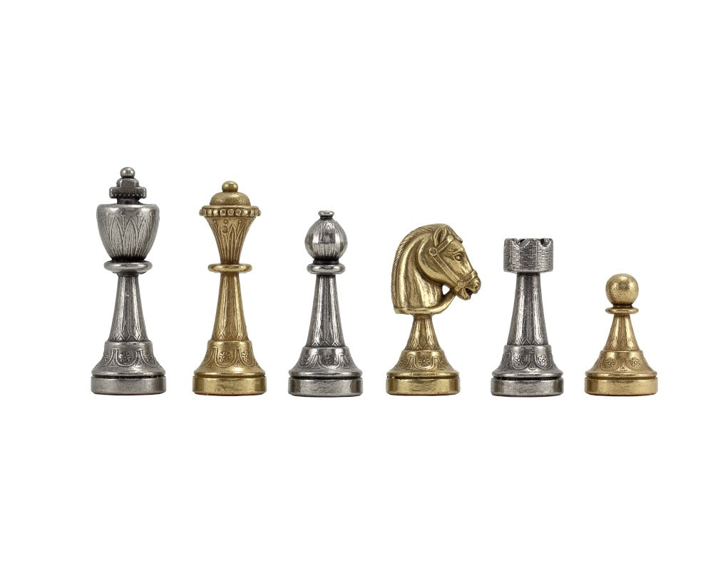 Pièces d'échecs en laiton et nickel de la série Finnesburg 3 pouces