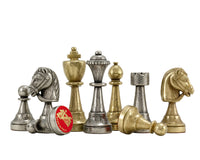 Série Finnesburg — Pièces d’échecs en laiton et nickel — 7,6 cm