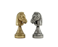 Série Finnesburg — Pièces d’échecs en laiton et nickel — 7,6 cm