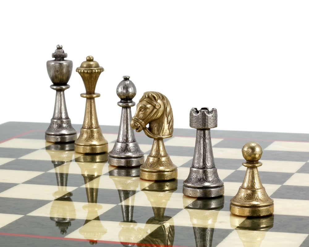 Pièces d'échecs en laiton et nickel de la série Finnesburg 3 pouces