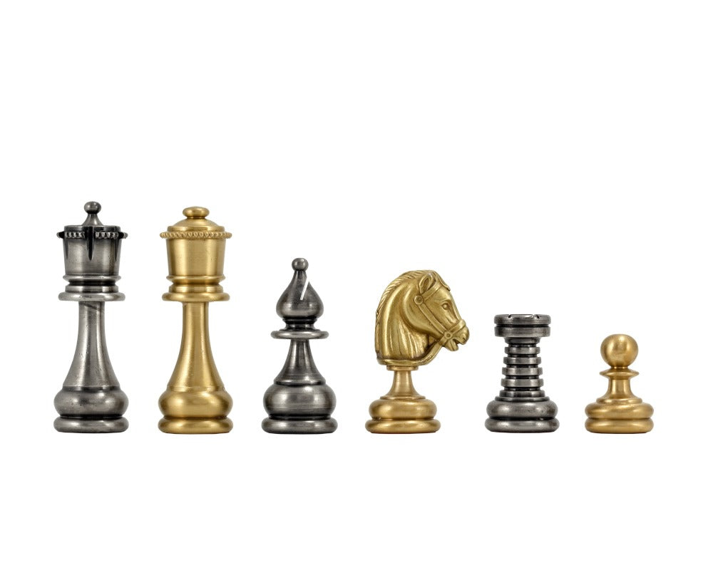 Pièces d'échecs en laiton et nickel de la série Verona 2.75 pouces