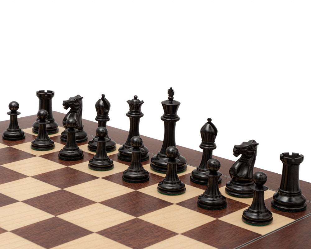 Le jeu d'échecs de 1853 Paulsen Reproduction 3,5 pouces en ébène