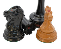 Leuchar — Réplique en ébène et buis patiné — Pièces d’échecs de luxe — 8,3 cm