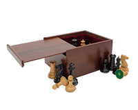 Pièces d’échecs 1850 London — réplique exacte, édition limitée numérotée, en ébène — 8,9 cm. Coffret de rangement pour pièces d’échecs inclus