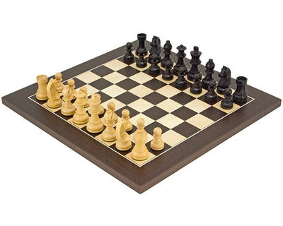 Ensemble d'Échecs Deluxe Classique en Wengé avec Pièces Tête Basse