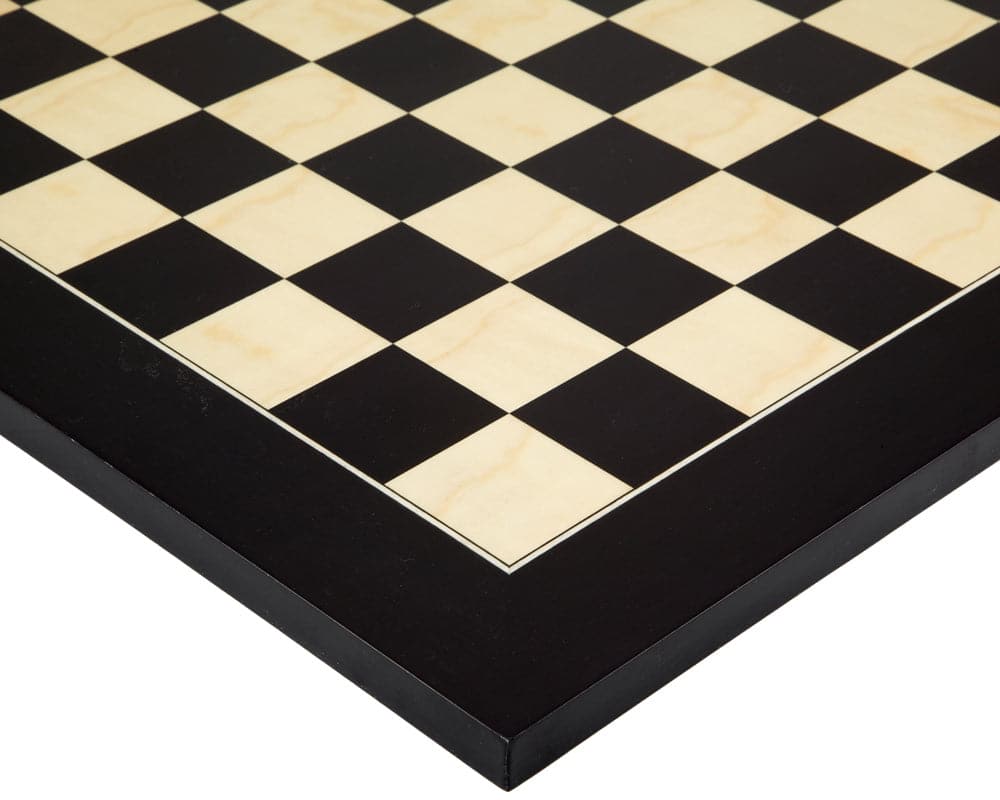 High gloss black anegre chessboard with black and cream squares for the Black Flower Chess Set.