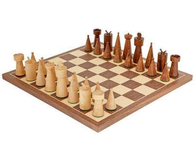 Ensemble d'Échecs Art Déco en Noyer