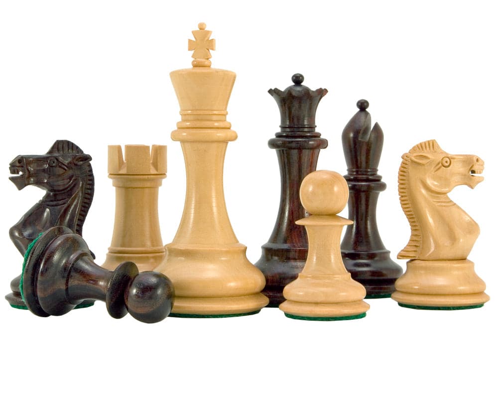 Sicilian Rosewood and Walnut Chess Set - Carved Staunton Design Pieces with Weighted Bases for Perfect Balance on Walnut and Maple Board