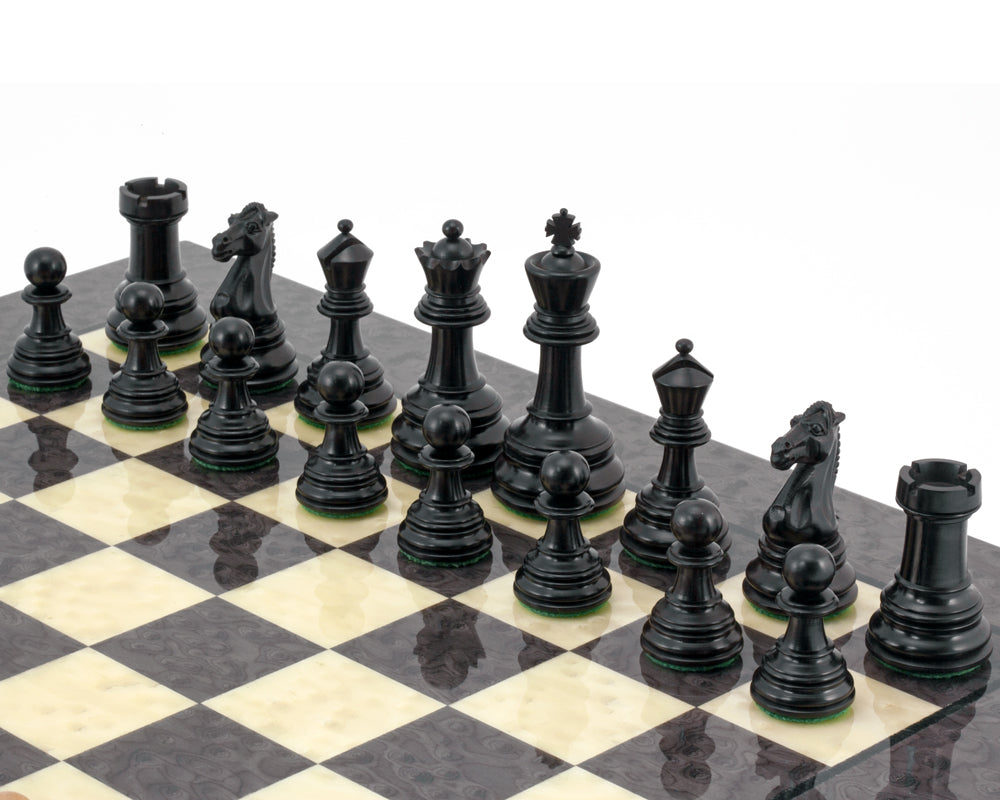 Jeu d'échecs Cheltenham en bois de Briar gris et ébène