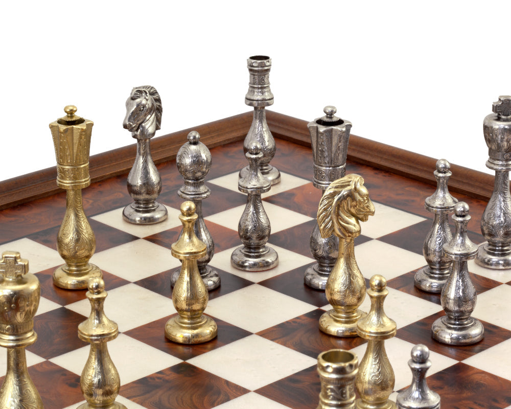 Cabinet d'échecs maghrébin en laiton et bois de Briar