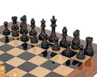 Jeu d’échecs Ébène Suprême avec coffret de rangement en bois de ronce pour pièces d’échecs