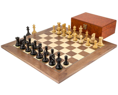 Jeu d’échecs Highgrove en noyer avec coffret de rangement pour pièces d’échecs