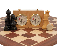 World Chess Championship — Jeu d’échecs, pendule d’échecs et coffret de rangement en bois pour pièces d’échecs