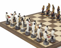 Jeu d'échecs thématique peint à la main « Jazz Band contre Rock Stars » par Italfama