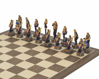 Jeu d'échecs thématique peint à la main « Jazz Band contre Rock Stars » par Italfama