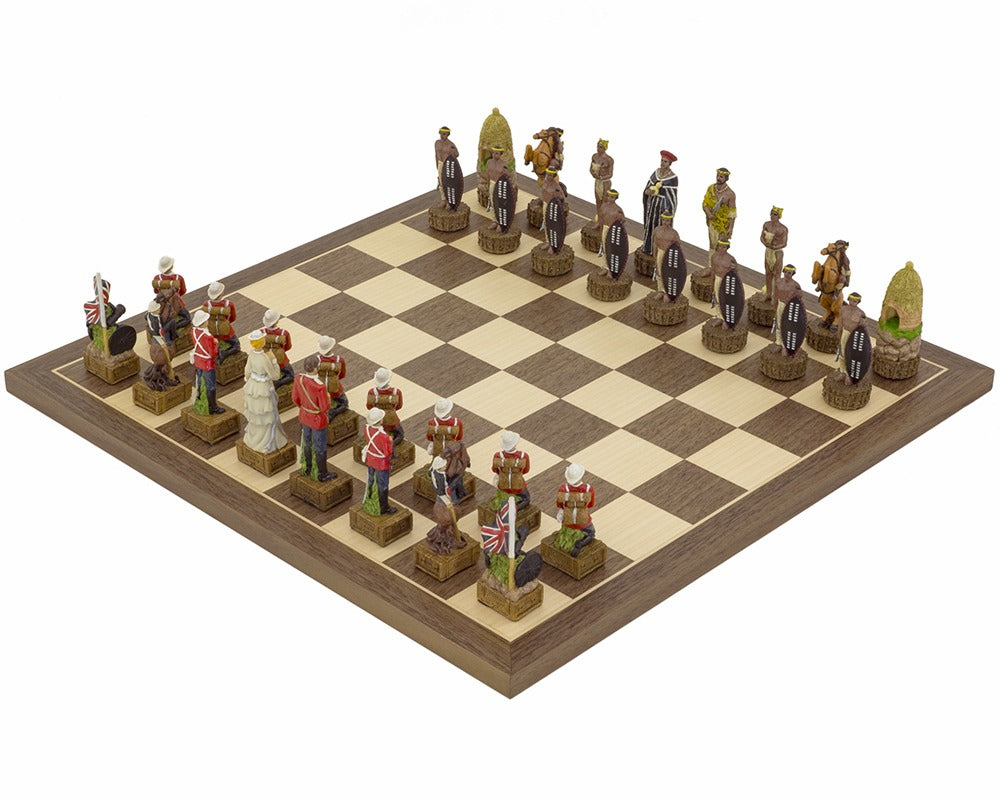 Les Britanniques contre les Zoulous Jeu d'échecs peint à la main par Italfama