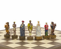 Jeu d’échecs thématique « Britanniques contre Zoulous », peint à la main par Italfama