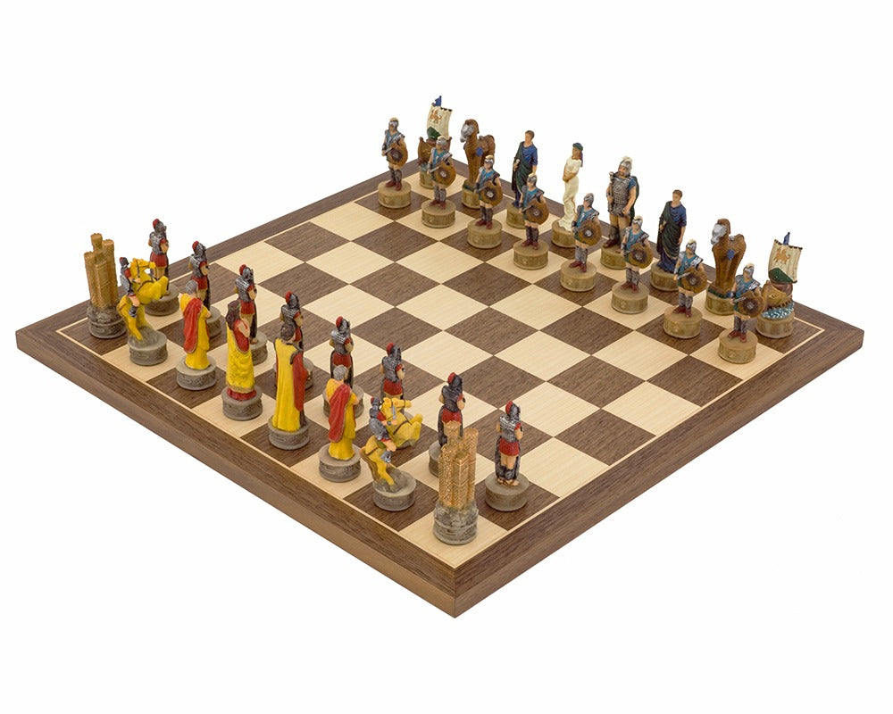 Jeu d'échecs peint à la main de la bataille de Troie