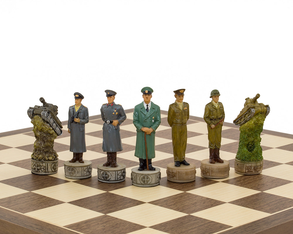 Jeu d'échecs peint à la main Hitler vs Roosevelt WWII