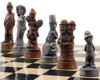 Movie Stars Metal & Palisander Grand Chess Set pieces on chessboard â€“ Berkeley Chess.
