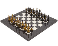 Jeu d’échecs de luxe à thème « Égypte ancienne », peint à la main, couleur anthracite, par Italfama