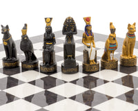 Jeu d’échecs de luxe à thème « Égypte ancienne », peint à la main, couleur anthracite, par Italfama