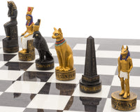 Jeu d’échecs de luxe à thème « Égypte ancienne », peint à la main, couleur anthracite, par Italfama