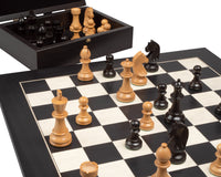 Cavalier « Down Head » et jeu d’échecs noir de luxe avec coffret de rangement pour pièces d’échecs