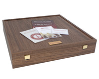Le jeu d’échecs de luxe « Île de Lewis » en noyer avec coffret de rangement pour pièces d’échecs