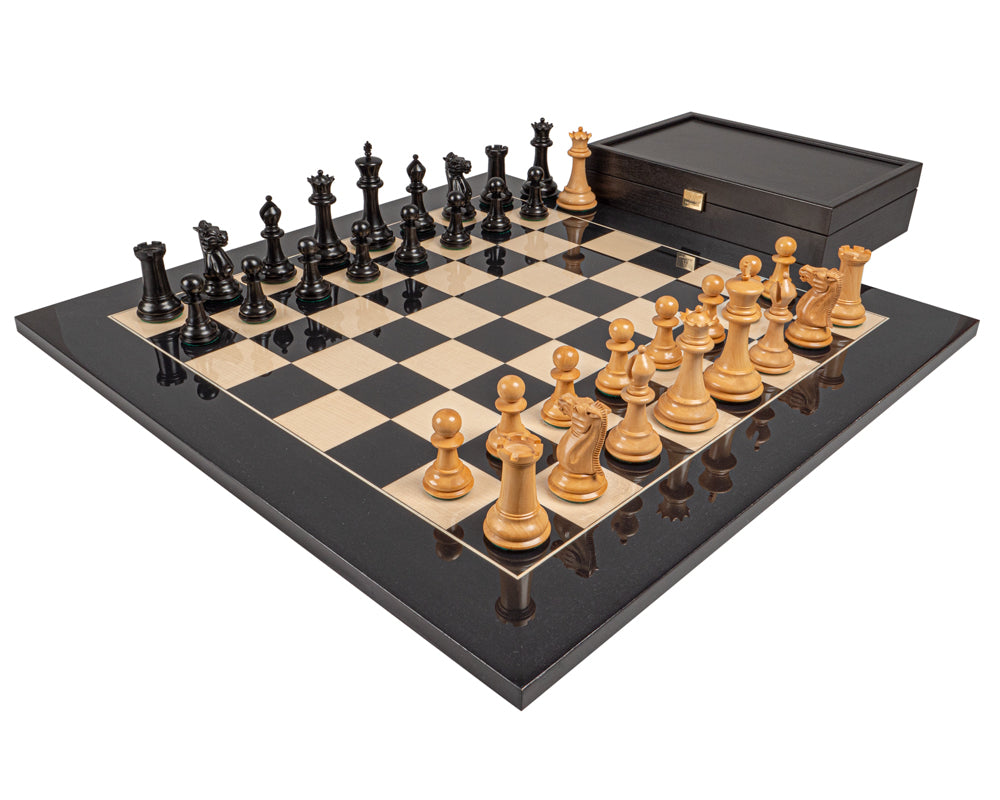 Reproduction 1849 — Jeu d’échecs Staunton de luxe en ébène et anégré noir