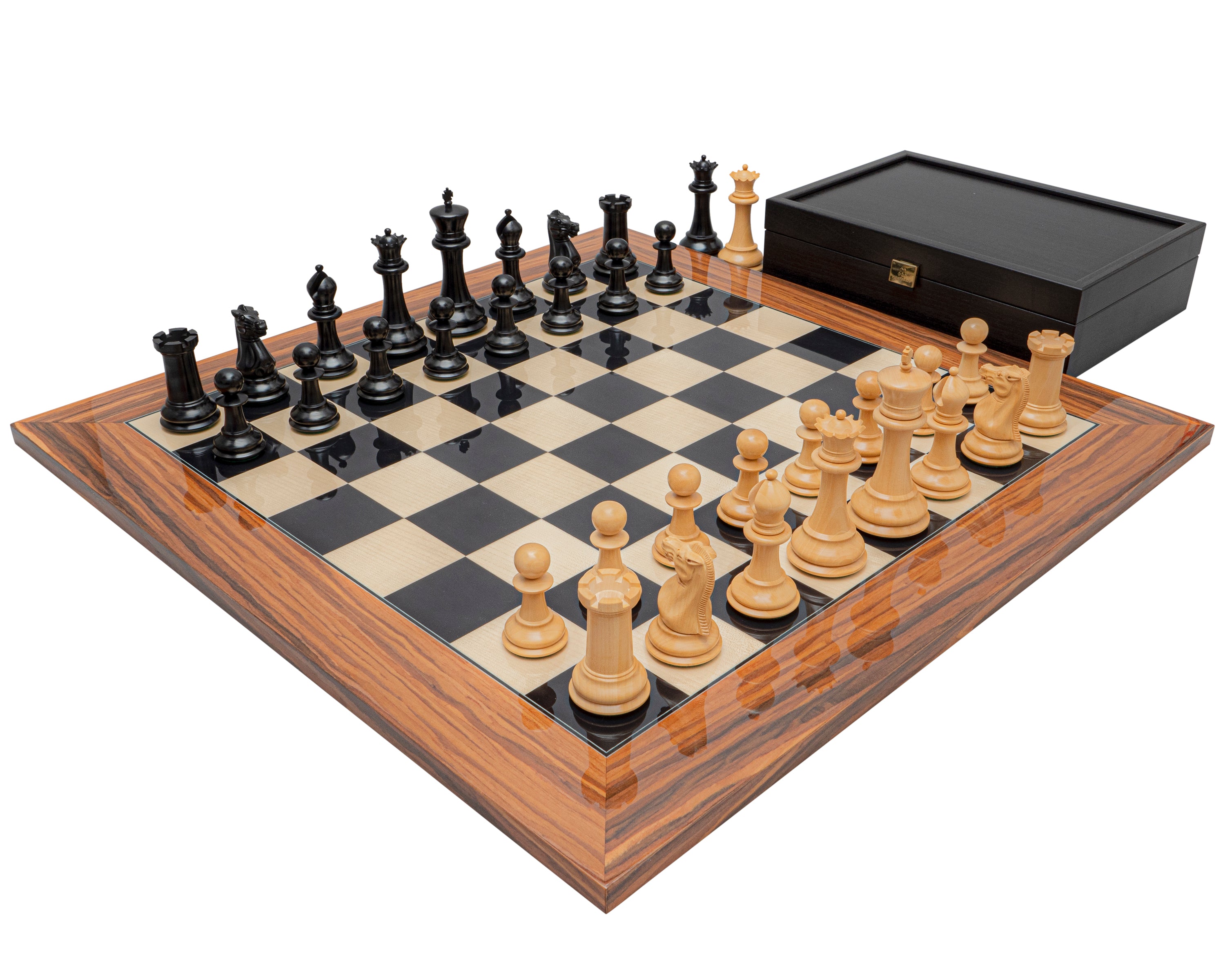 La réplique de 1849 du Jeu d’échecs Staunton de luxe en ébène et palissandre