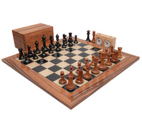 Jeu d’échecs Staunton de luxe — réplique de 1849 en ébène patinée et palissandre