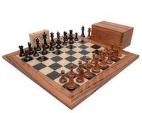 Jeu d’échecs Staunton de luxe — réplique de 1849 en ébène patinée et palissandre