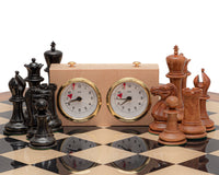 Jeu d’échecs Staunton de luxe — réplique de 1849 en ébène patinée et palissandre