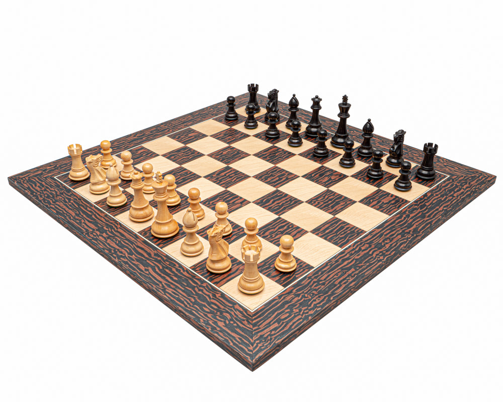 Jeu d’échecs Staunton classique en Tiger Ebony et en noir