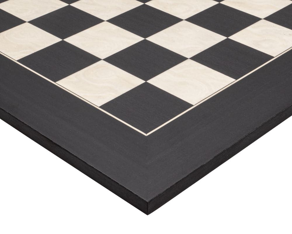 Detailed view of the 23.6 inch high-quality chessboard from Spain with 2.36 inch playing squares.